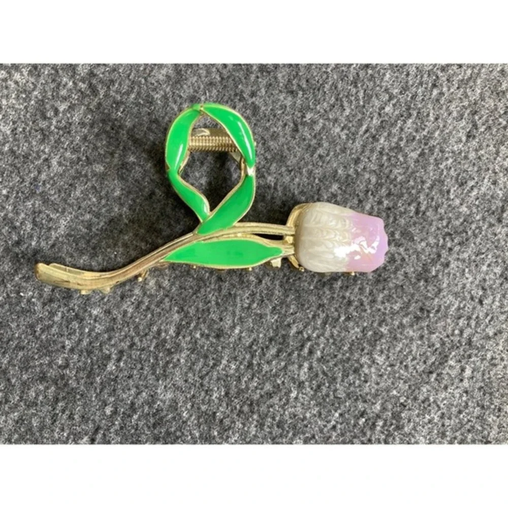 Gold Tone Tulip Flower Hair Claw Clip Women S Elegant Hair Accessory‎